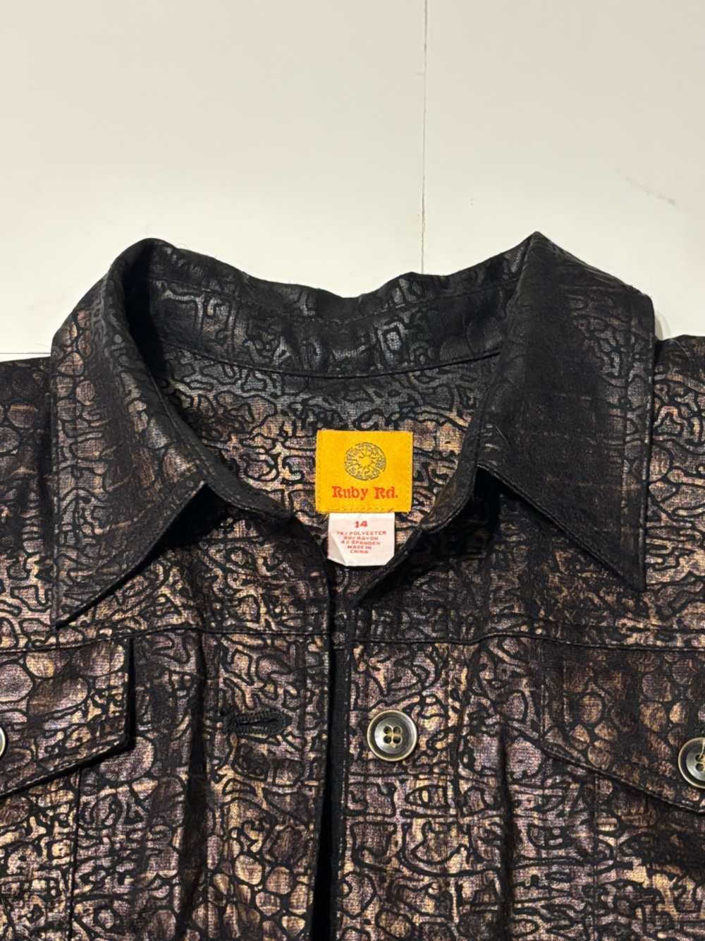 Ruby Rd. Metallic Black Cropped Utility Jacket - Picture 2 of 8